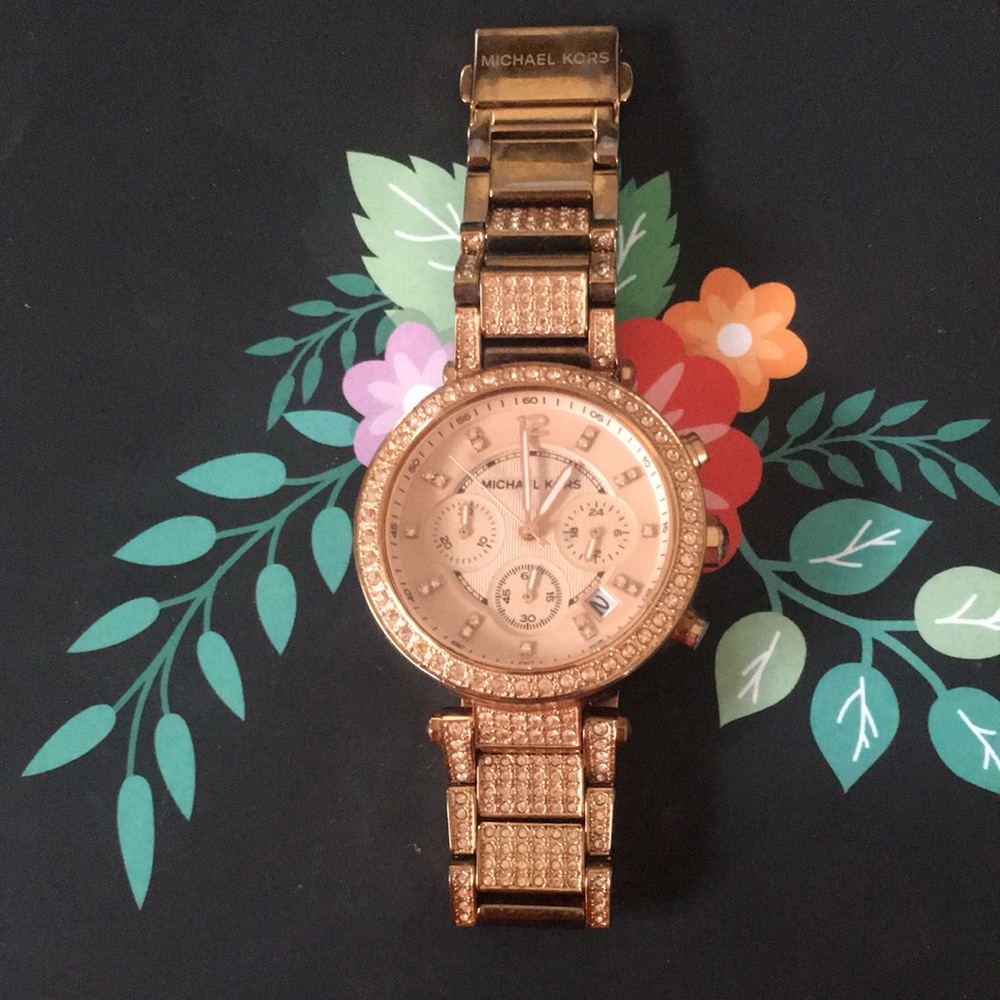 Michael Kors rose gold glitz watch